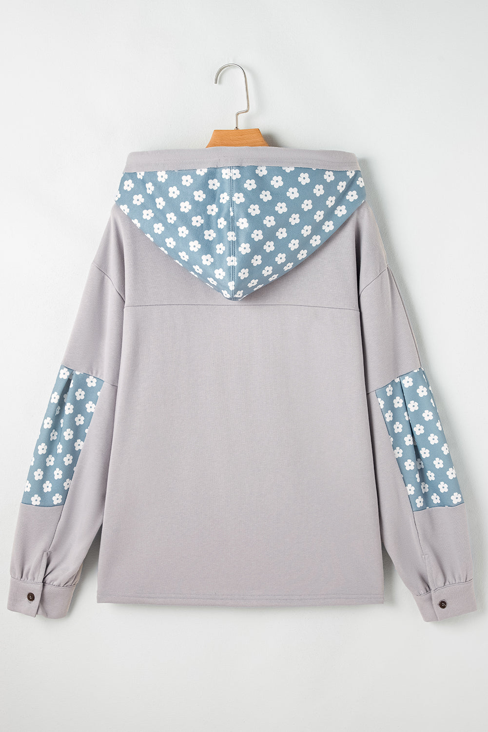 KaleaBoutique Floral Patchwork Star Pattern Drawstring Hoodie - KaleaBoutique.com