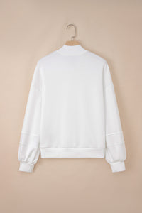 Solid Color Zip Up Knit Puff Sleeve Jacket - KaleaBoutique.com