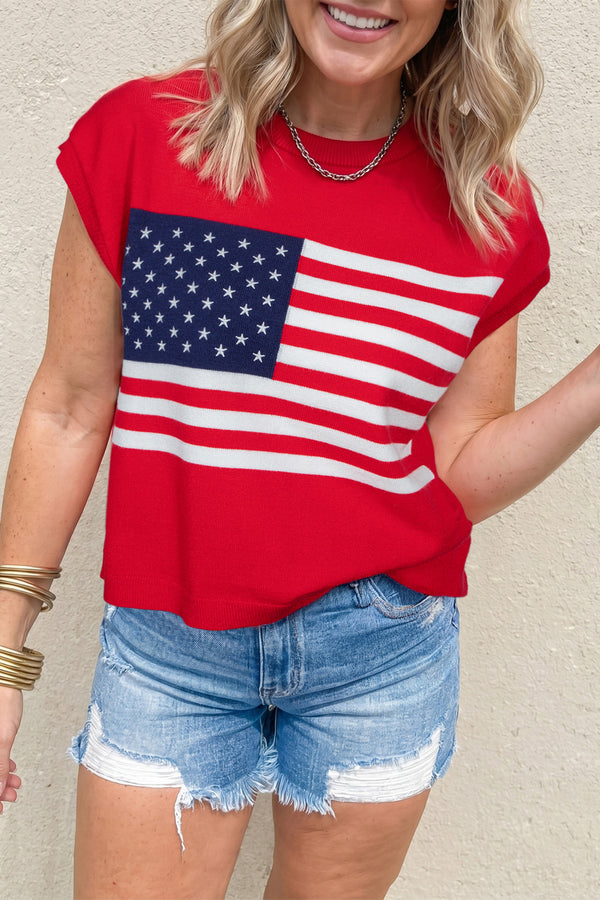 KaleaBoutique Comfortable Stars and Stripes Dolman Short Sleeve Sweater - KaleaBoutique.com