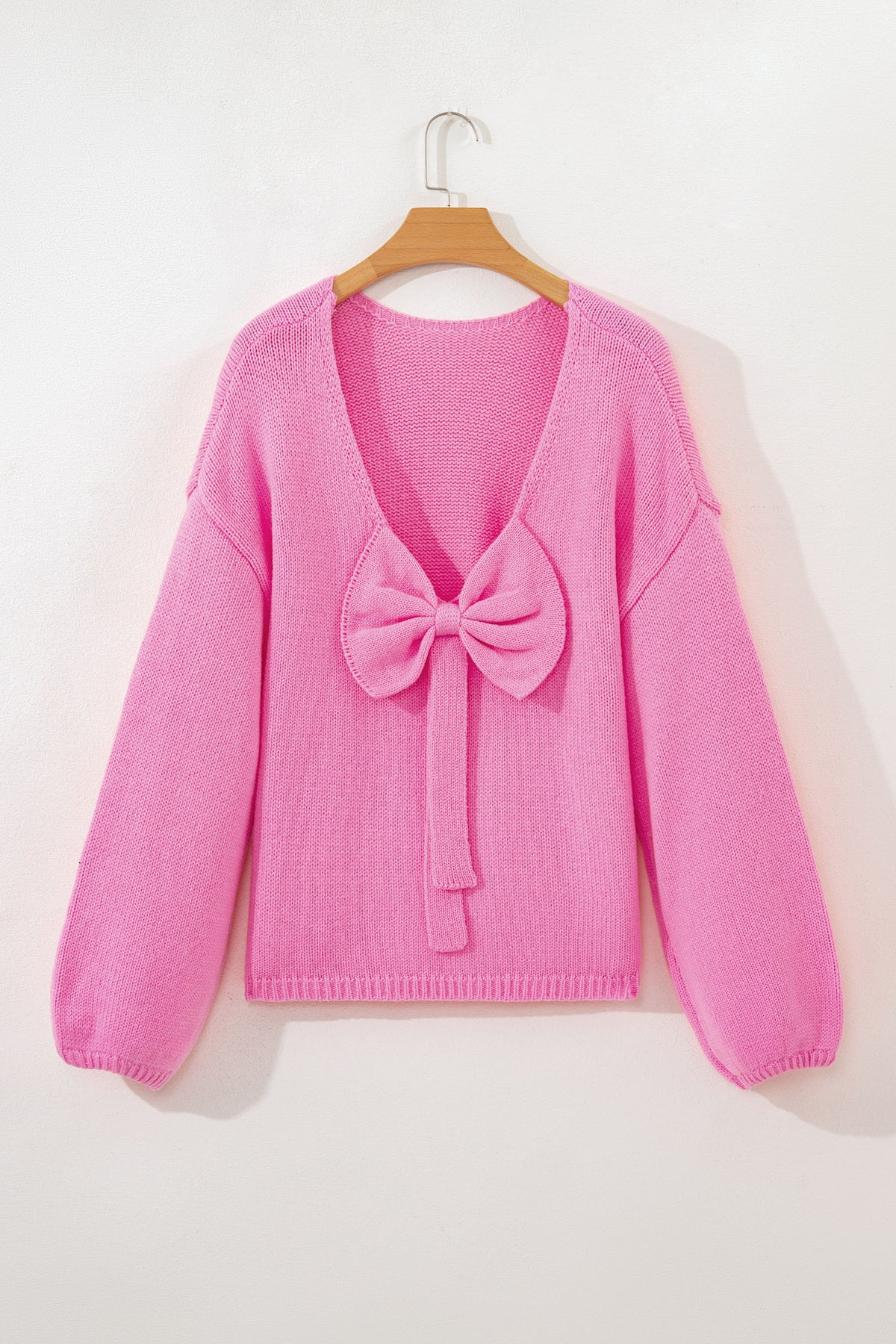 Festive Bow Backless Bubble Sleeve Sweater - KaleaBoutique.com