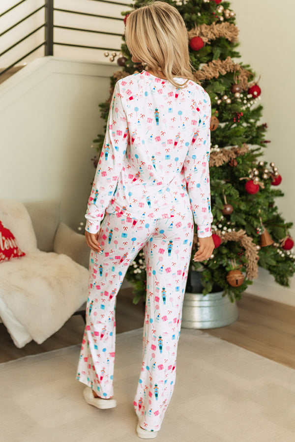 KaleaBoutique Stylish Christmas Pattern Long Sleeve Top and Wide Leg Pants Set - KaleaBoutique.com