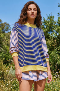 KaleaBoutique Stylish Contrast Long Sleeve Crew Neck Pullover Top - KaleaBoutique.com