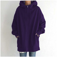 Women's Longline Full-Zip Drawstring Hoodie with Pockets - KaleaBoutique.com