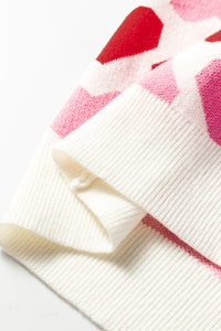 KaleaBoutique Comfortable 2-tone Heart Print Valentine Crew Neck Short Sleeve Sweater - KaleaBoutique.com