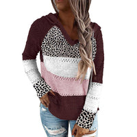 Women's Striped Loose V-neck Hooded Long-sleeve Sweater - KaleaBoutique.com