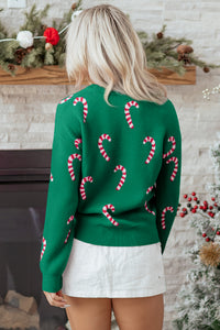 Christmas Candy Cane Holiday Drop Shoulder Sweater - KaleaBoutique.com