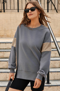 Corduroy Patched Side Slit Sweatshirt - KaleaBoutique.com