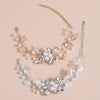 Rhinestone Pearl Flower Bracelet, Crystal Gem Floral Bracelet for Bride, Wedding Style Wire Bracelet - KaleaBoutique.com