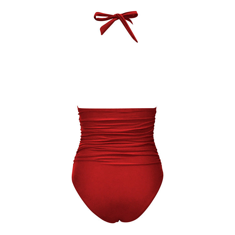 Women Ruched Halter Keyhole One-Piece Swimsuit - KaleaBoutique.com