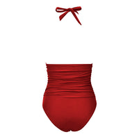 Women Ruched Halter Keyhole One-Piece Swimsuit - KaleaBoutique.com