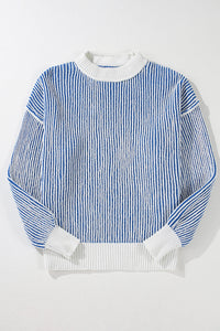 KaleaBoutique Stylish Striped Textured Knit Contrast Edge Loose Sweater - KaleaBoutique.com