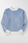 KaleaBoutique Stylish Striped Textured Knit Contrast Edge Loose Sweater - KaleaBoutique.com