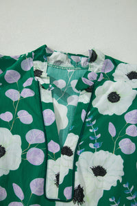 KaleaBoutique Stylish V Neck Ruffled Short Sleeve Flower Maxi Dress - KaleaBoutique.com