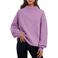 Women's Relaxed-Fit Mock-Neck Drop-Shoulder Sweatshirt - KaleaBoutique.com