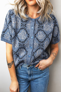 KaleaBoutique Stylish Short Sleeve Button Front Boho Knit Top Cardigan - KaleaBoutique.com