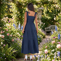 Women's Pleated A-Line Cami Maxi Dress with Pockets