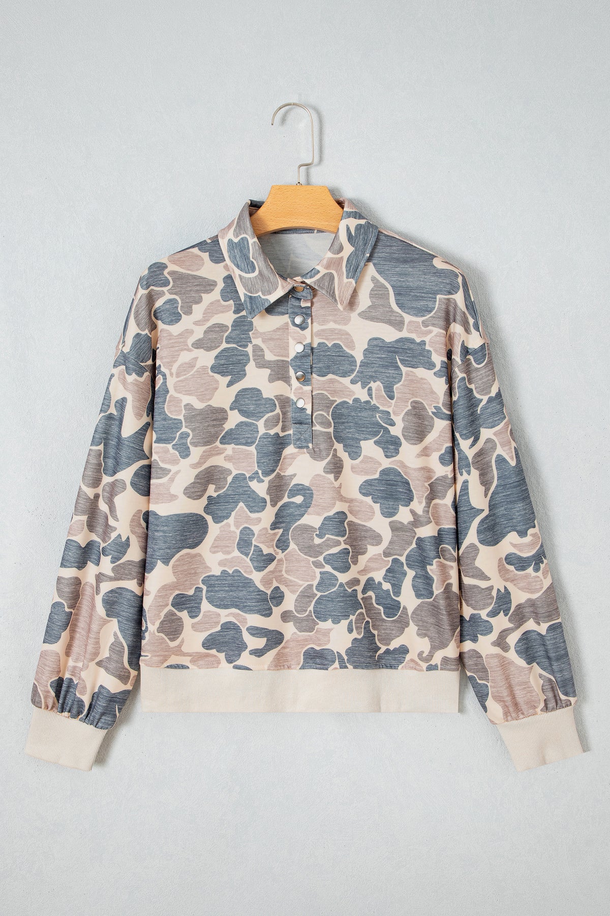 KaleaBoutique Multicolour Casual Camouflage Collar Pullover Sweatshirt