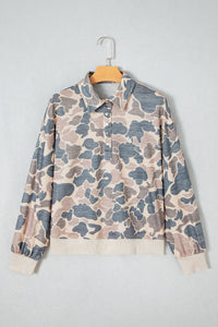 KaleaBoutique Multicolour Casual Camouflage Collar Pullover Sweatshirt