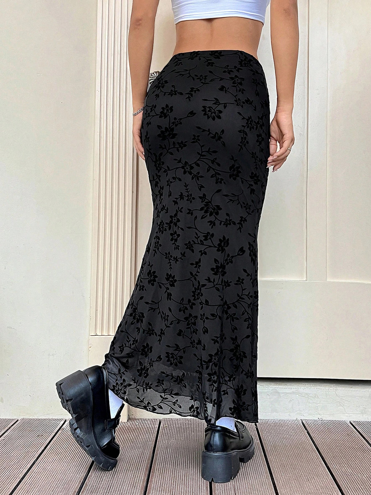 European And American Cross-Border Fashion 2026 Spring New Style Dark Green Floral Half-Length Fishtail Skirt, Casual And Versatile, Accentuates Graceful Curves - KaleaBoutique.com