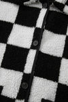 KaleaBoutique Checkered Side Pockets Collared Buttoned Fleece Jacket - KaleaBoutique.com