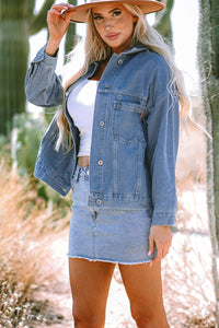 KaleaBoutique Stylish Classic Washed Oversize Pocketed Denim Jacket - KaleaBoutique.com