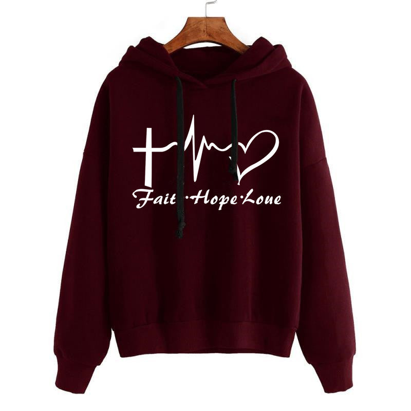 Women's Faith Hope Love Graphic Pullover Hoodie - KaleaBoutique.com
