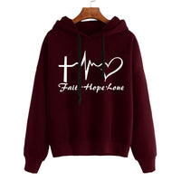 Women's Faith Hope Love Graphic Pullover Hoodie - KaleaBoutique.com