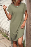 KaleaBoutique Stylish Waffle Texture Curved Hem Side Slit T-shirt Dress - KaleaBoutique.com