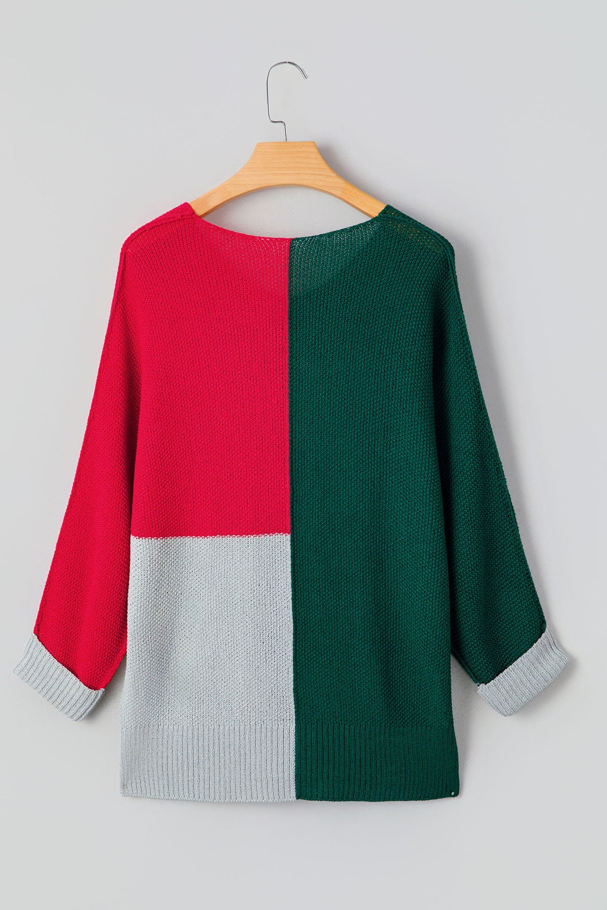 Color Block Knit V Neck Loose Sweater - KaleaBoutique.com