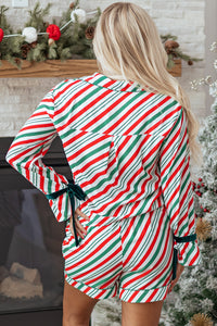 KaleaBoutique Comfortable Contrast Velvet Ribbon Knot Christmas 2pcs Pajama Set - KaleaBoutique.com