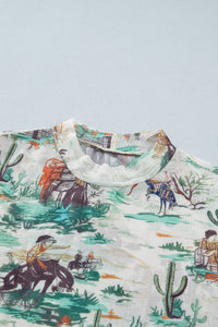 KaleaBoutique Stylish Western Print Long Sleeve Round Neck Slim Top - KaleaBoutique.com