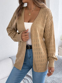 Women's Openwork Open-Front Longline Balloon-Sleeve Cardigan - KaleaBoutique.com
