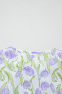 KaleaBoutique Comfortable Tulip Floral Print Contrast Trim Midi Dress - KaleaBoutique.com