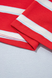 KaleaBoutique Stylish Striped Bow Tie Hollowed Back 7/8 Sleeve Casual T-Shirt - KaleaBoutique.com