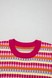 KaleaBoutique Stylish Abstract Striped Knit Short Sleeve Sweater - KaleaBoutique.com