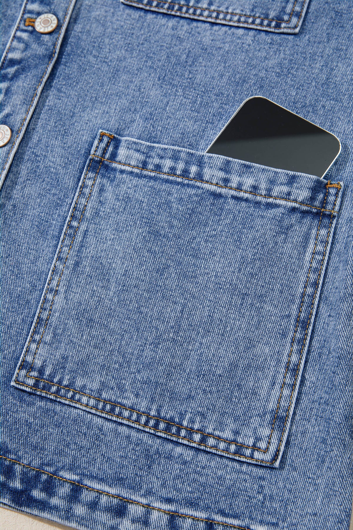 Patchwork Leather Collar Long Sleeve Denim Jacket - KaleaBoutique.com