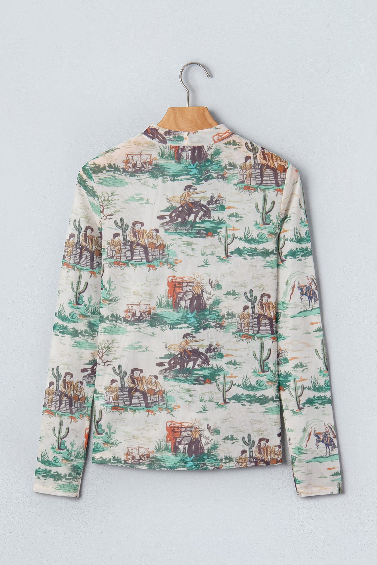 KaleaBoutique Stylish Western Print Long Sleeve Round Neck Slim Top - KaleaBoutique.com
