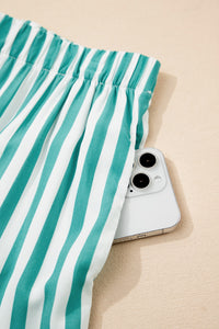 KaleaBoutique Stylish Contrast Ricrac Trim Long Sleeve Shirt Drawstring Ruffled Pajama Short Set - KaleaBoutique.com