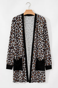 Leopard Patched Pocket Open Front Cardigan - KaleaBoutique.com
