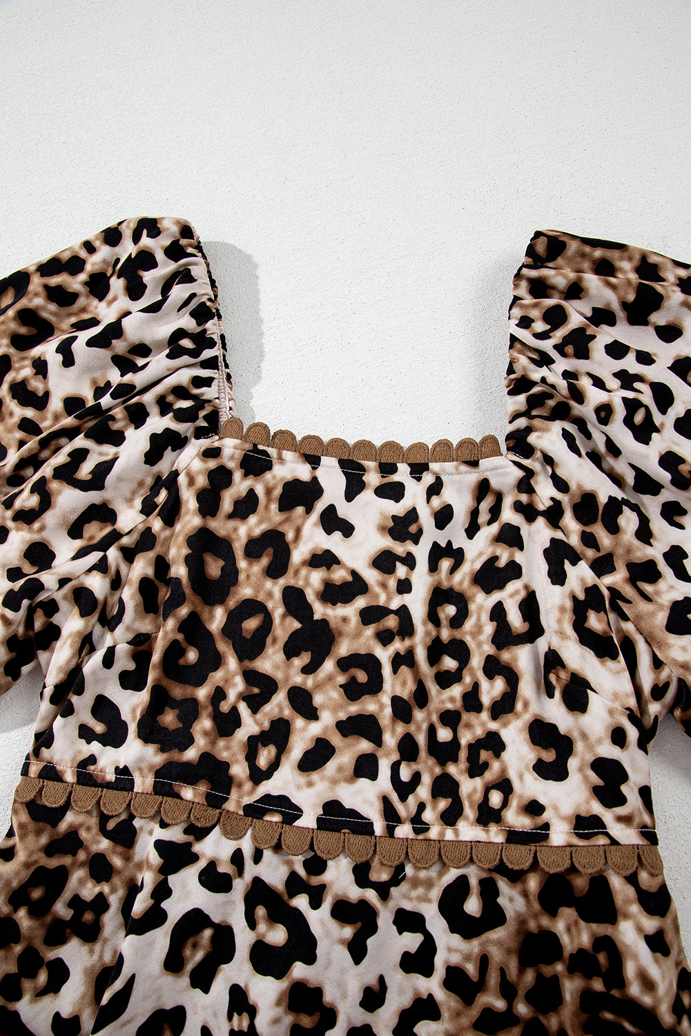 KaleaBoutique Stylish Leopard Print Bubble Sleeve Square Neck Maxi Dress - KaleaBoutique.com