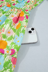 KaleaBoutique Comfortable Floral Print V Neck Short Puff Sleeve Cotton Maxi Dress - KaleaBoutique.com