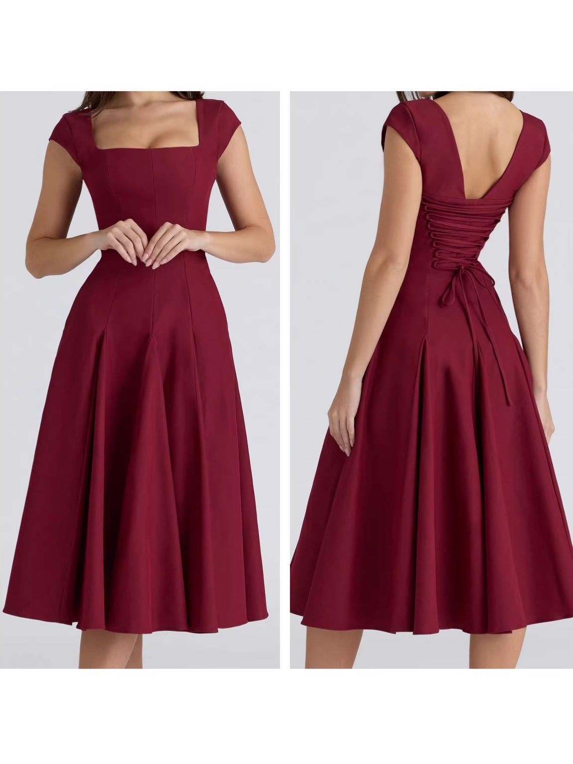 Back-strap Waist-cinching Elegant A-line Dress - KaleaBoutique.com