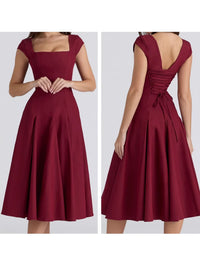 Back-strap Waist-cinching Elegant A-line Dress - KaleaBoutique.com