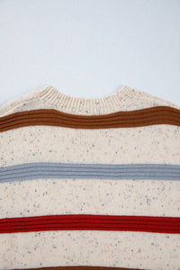 Exposed Seam Drop Shoulder Heathered Knit Sweater - KaleaBoutique.com
