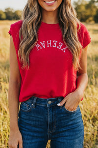 KaleaBoutique Stylish YEEHAW Embroidered Letter Loose Short Sleeve Sweater - KaleaBoutique.com