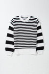 KaleaBoutique Stylish Striped Drop Shoulder Bishop Sleeve Knit Sweater - KaleaBoutique.com