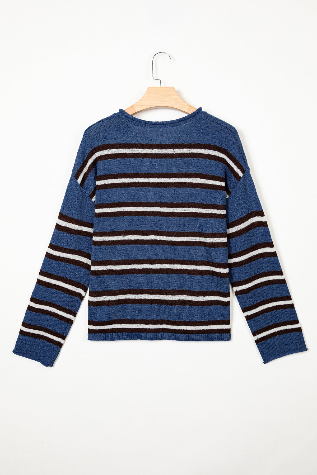 KaleaBoutique Comfortable Striped Drop Shoulder Button Cardigan - KaleaBoutique.com