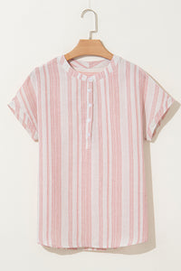 KaleaBoutique Chic Breathable Gauze Half Button Short Sleeve Casual Blouse - KaleaBoutique.com