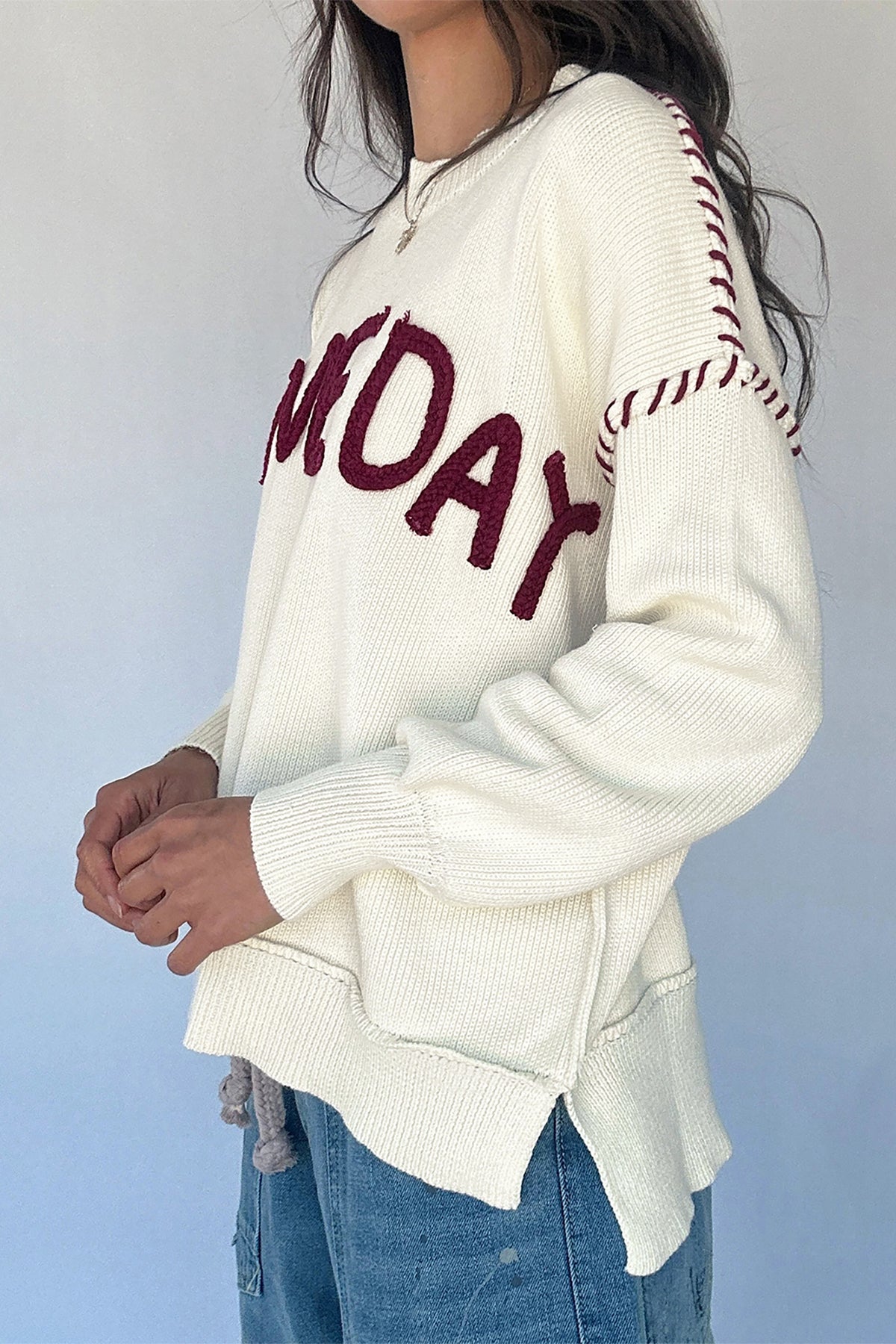 Drop Shoulder Game Day Letter Print Pullover Sweater - KaleaBoutique.com