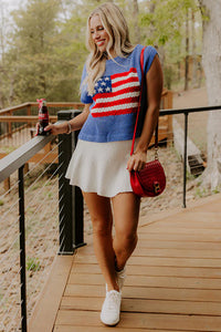 KaleaBoutique Comfortable Flag Graphic Short Sleeve Sweater Top - KaleaBoutique.com